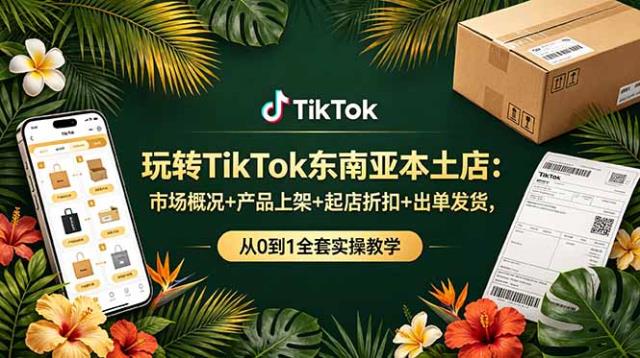玩转TikTok东南亚本土店：市场概况产品上架起店折扣出单发货，从0到1全套实操教学