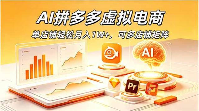 AI拼多多虚拟电商，单店铺轻松月入1W，可多店铺矩阵