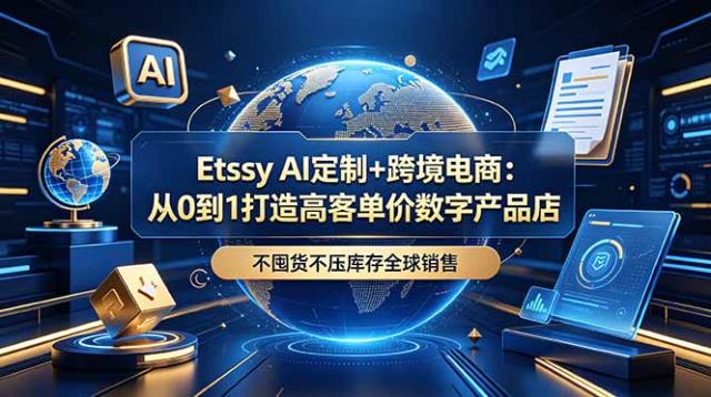 Etsy AI定制跨境电商：从0到1打造高客单价数字产品店，不囤货不压库存全球销售