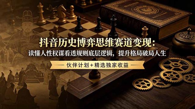 抖音历史博弈思维赛道变现：读懂人性权谋看透规则底层逻辑，提升格局破局人生，伙伴计划精选独家收益