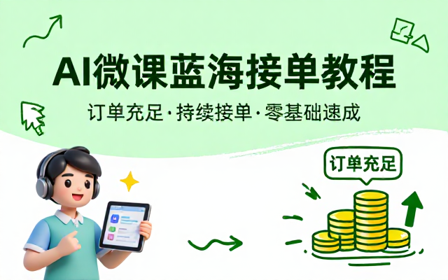 AI制作微课蓝海项目订单充足持续接单教程