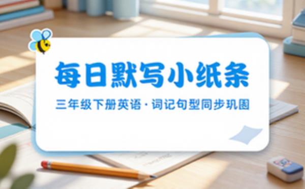 小学三年级下册英语每日默写小纸条同步词汇句型巩固训练