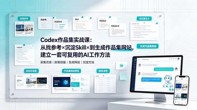 Codex作品集实战课：从找参考×沉淀Skill×到生成作品集网站，建立一套可复用的AI工作方法