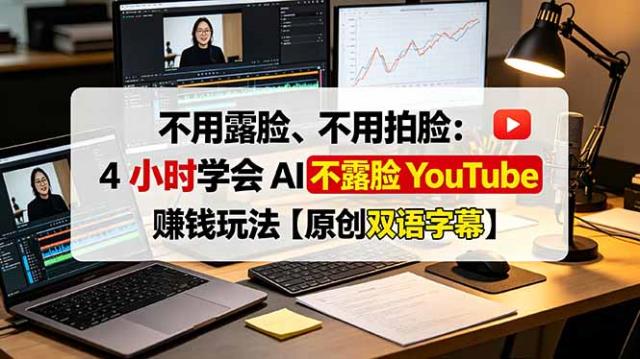 不用露脸、不用拍脸：4小时学会AI不露脸YouTube赚钱玩法【原创双语字幕】