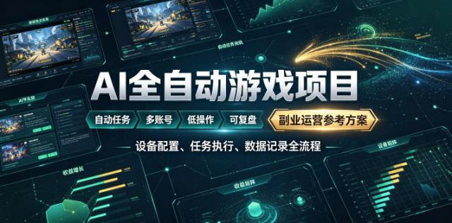 AI全自动游戏躺賺副业：日入几百，稳定运行三年的项目！