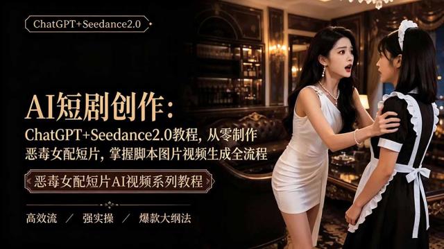 AI短剧创作：ChatGPTSeedance2_0教程，从零制作恶毒女配短片，掌握脚本图片视频生成全流程