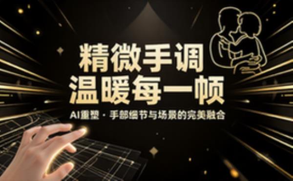 人像微调产品缩小手部细节与温馨场景