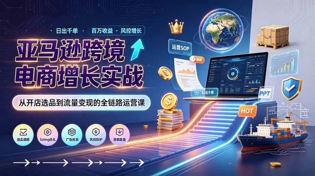 亚马逊0-1孵化特训营8期：从注册风控到稳定日出千单实战，规避审核封店风险，标准化执行流程落地