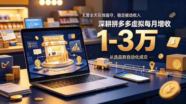 无需全天在线值守，稳定被动收入，深耕拼多多虚拟每月增收1-3万