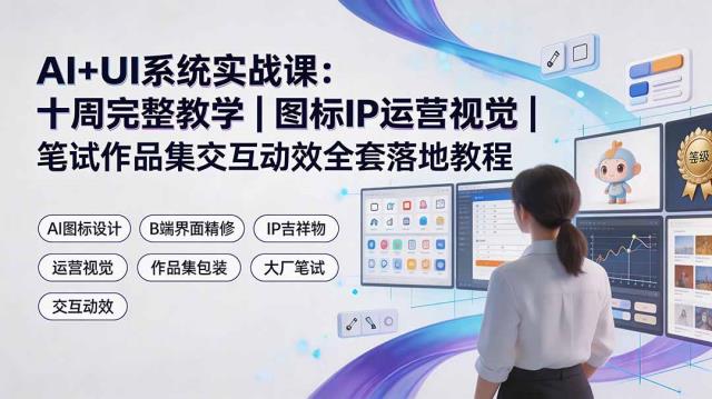 AIUI系统实战课：十周完整教学｜图标IP运营视觉｜笔试作品集交互动效全套落地教程