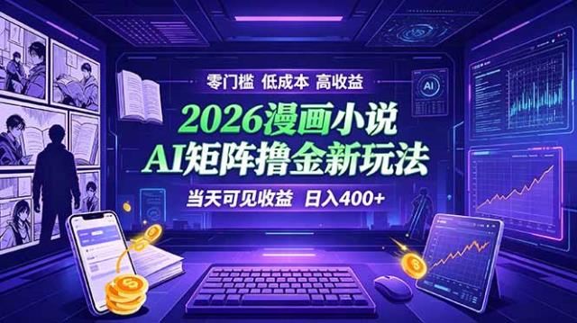 爆款小说漫画大阅读    ai矩阵操作    当天可见收益  日入400    零门槛    高收益