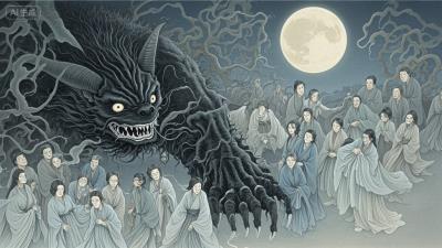 半夜背女赶路，桥头惊现两灯笼，诡异飘行无声响！