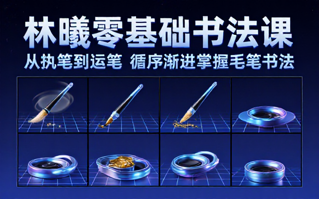 林曦零基础书法课程从执笔运笔起步循序渐进掌握毛笔书法书写技巧