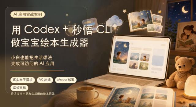 AI应用实战案例，用Codex秒悟CLl做宝宝绘本生成器，小白也能把生活想法变成可访问的AI应用