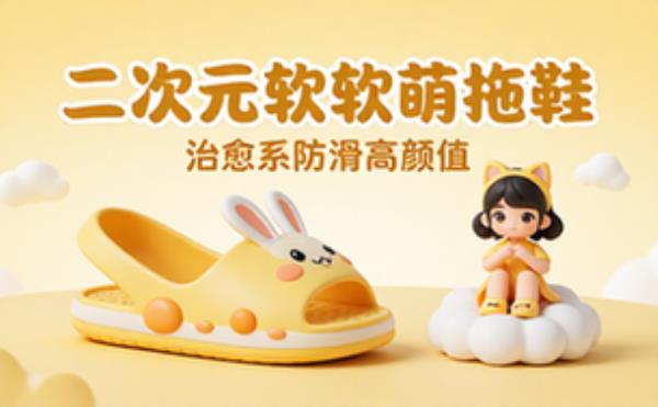 二次元软萌防滑居家拖鞋，治愈系高颜值