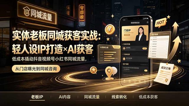 实体老板同城获客实战：轻人设IP打造×AI获客，低成本撬动抖音视频号小红书同城流量