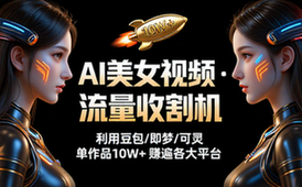 AI美女视频，流量收割机，利用豆包_即梦_可灵单作品10W_，赚各大平台创作