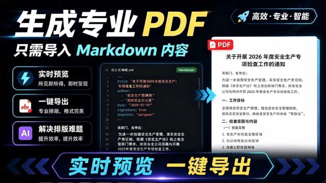 只需导入 Markdown 内容，实时预览一键导出专业 PDF！轻松解决AI生成内容排版问题 Presto