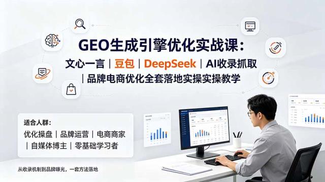 GEO生成引擎优化实战课：文心一言｜豆包｜DeepSeek｜AI收录抓取｜品牌电商优化全套落地实操教学