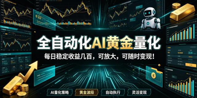 全自动化AI黄金量化，每日稳定收益几百，可放大，可随时变现！