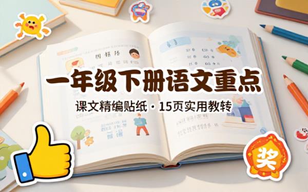 一年级下册语文重点课文精编贴纸15页实用教辅