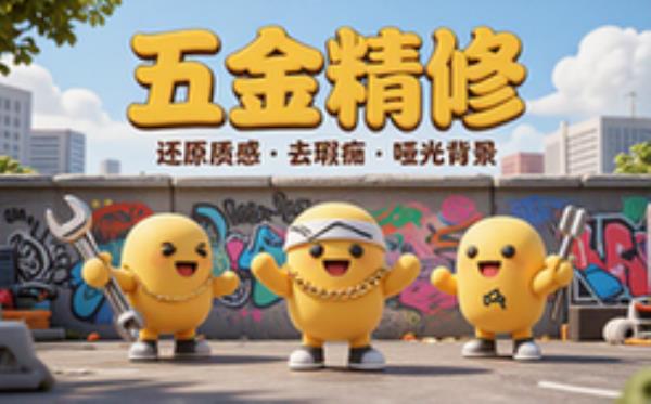 五金精修3D渲染，还原质感，去瑕疵，哑光背景
