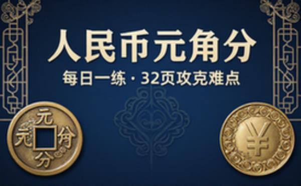 一年级下册数学难点：人民币元角分32页每日一练习题