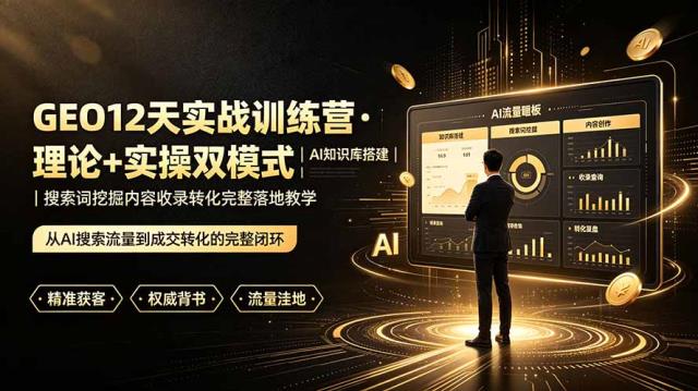 GEO12天实战训练营·理论实操双模式｜AI知识库搭建｜搜索词挖掘内容收录转化完整落地教学