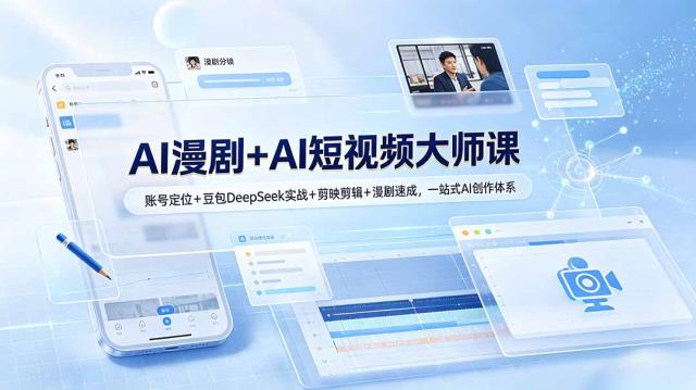 AI漫剧AI短视频大师课：账号定位豆包DeepSeek实战剪映剪辑漫剧速成，一站式AI创作体系