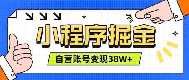 微信小程序掘金，团队自营小程序累计变现38W，稳定运营三年，一部手机即可操作