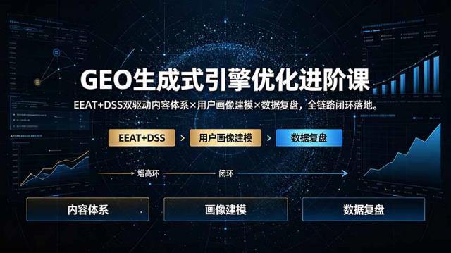 GEO生成式引擎优化进阶课：EEATDSS双驱动内容体系×用户画像建模×数据复盘，全链路闭环落地