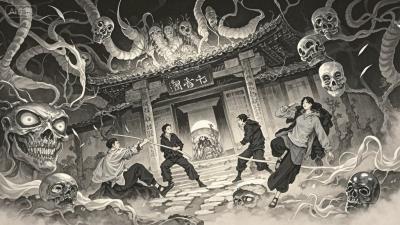 半夜农庄现民国小鬼，手拉手穿越庄稼地吓坏骑车人