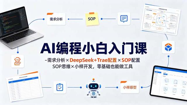 AI编程小白入门课-需求分析×DeepSeekTrae配置×SOP思维×小样开发，零基础也能做工具
