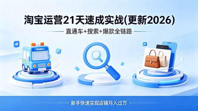 淘宝运营21天速成实战(更新4月)，直通车搜索爆款全链路，新手快速实现店铺月入过万