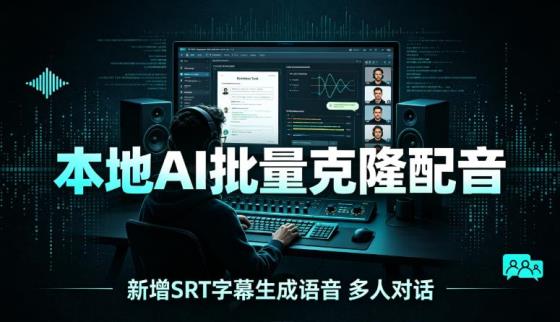 本地AI配音克隆（新增SRT字幕生成语音、多人对话）