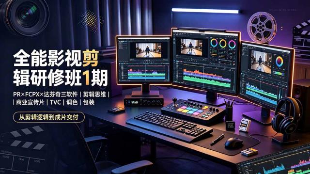 全能影视剪辑研修班1期-无水印：PR×FCPX×达芬奇三软件×剪辑思维×商业宣传片×TVC×调色×包装，全链路系统课