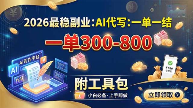 2026最稳副业：AI代写一单300-800，一单一结，附工具包