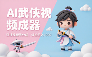 AI一键生成武侠风格视频，狂撸视频号分成收益，学完轻松日入1000_