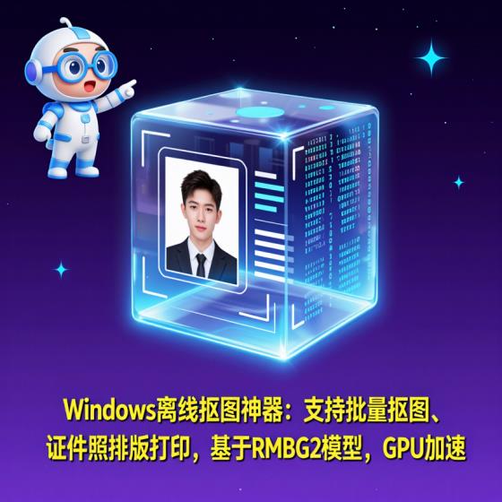 Windows离线抠图神器-设计人员-基于RMBG2模型GPU加速-批量抠图排版打印-资料