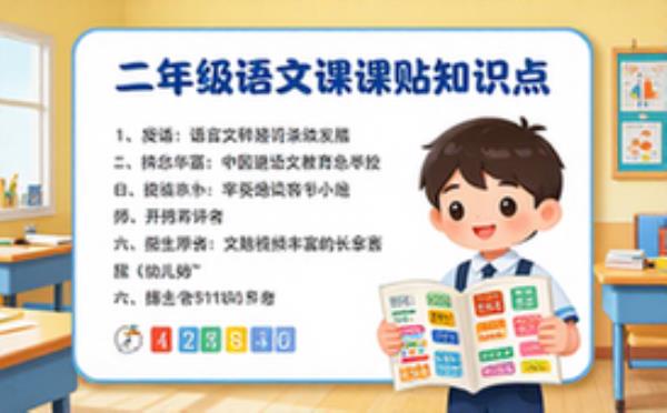 二年级下册语文彩色课课贴知识点同步资料适用于学生