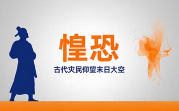 古代灾民仰望烟雾弥漫天空惊恐