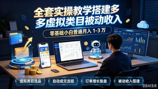 全套实操教学搭建多多虚拟类目被动收入，零基础小白普遍月入 1-3 万