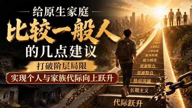 付费文章：给原生家庭比较一般人的几点建议，打破阶层局限，实现个人与家族代际向上跃升