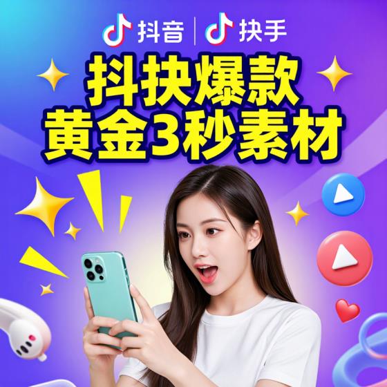 抖音快手爆款热门素材-创作者适用-黄金3秒吸睛-视频资料
