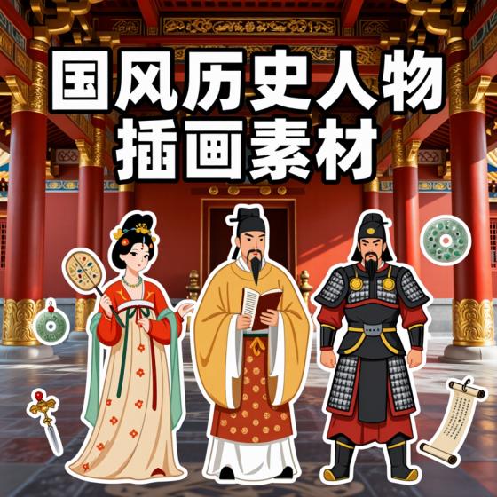 国风免扣历史人物插画素材300余款设计适用设计师