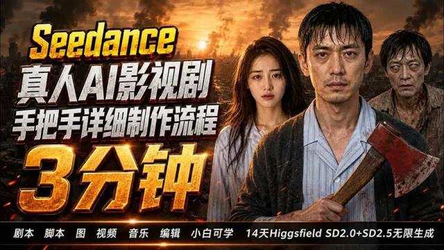 3分钟真人AI影视剧怎么做？SD 2_0手把手完整制作流程｜Higgsfield 14天SD 2_0_2_5无限生成