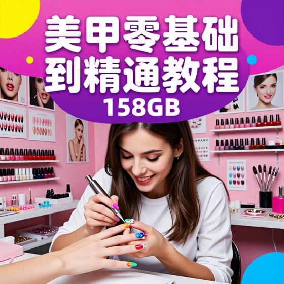 美甲教程零基础到精通合集158GB适用美甲新手资料包