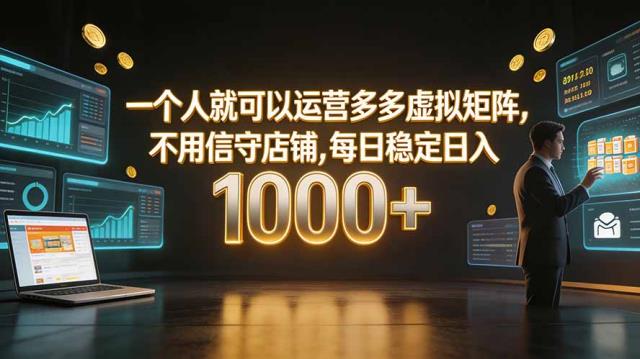 一个人就可以运营多多虚拟矩阵，不用值守店铺，每日稳定日入 1000