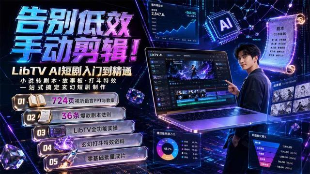 告别低效手动剪辑！LibTVAI短剧入门到精通，小说转剧本方法，故事板打斗特效一站式搞定玄幻短剧制作