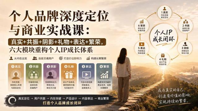 个人品牌深度定位与商业实战课：真实共振阴影礼物表达繁荣，六大模块重构个人IP成长体系